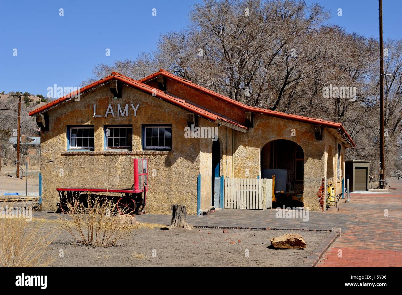 Lamy, New-Mexico-Bahnhof.  Viele Wissenschaftler des Manhattan-Projekts verwendet diese Station. Stockfoto