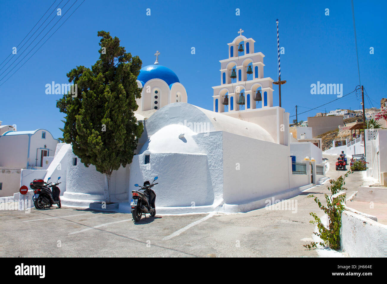 Orthodoxe Kirche in Akrotiri, Santorin, Kykladen, aegaeis, Griechenland, Mittelmeer, Europa | orthodoxe Kirche in Akrotiri, Santorini, Kykladen, Griechenland Stockfoto