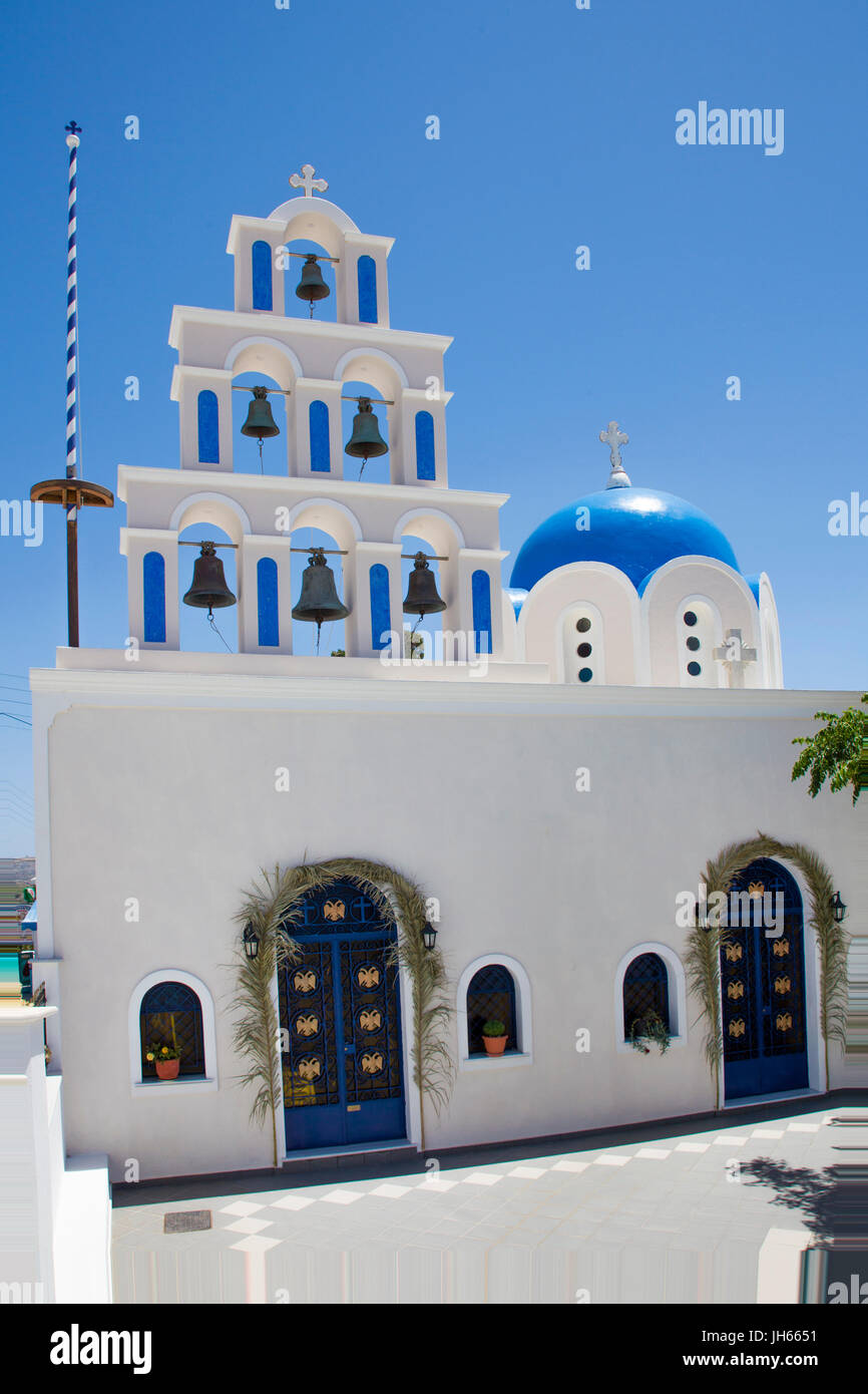 Orthodoxe Kirche in Akrotiri, Santorin, Kykladen, aegaeis, Griechenland, Mittelmeer, Europa | orthodoxe Kirche in Akrotiri, Santorini, Kykladen, Griechenland Stockfoto