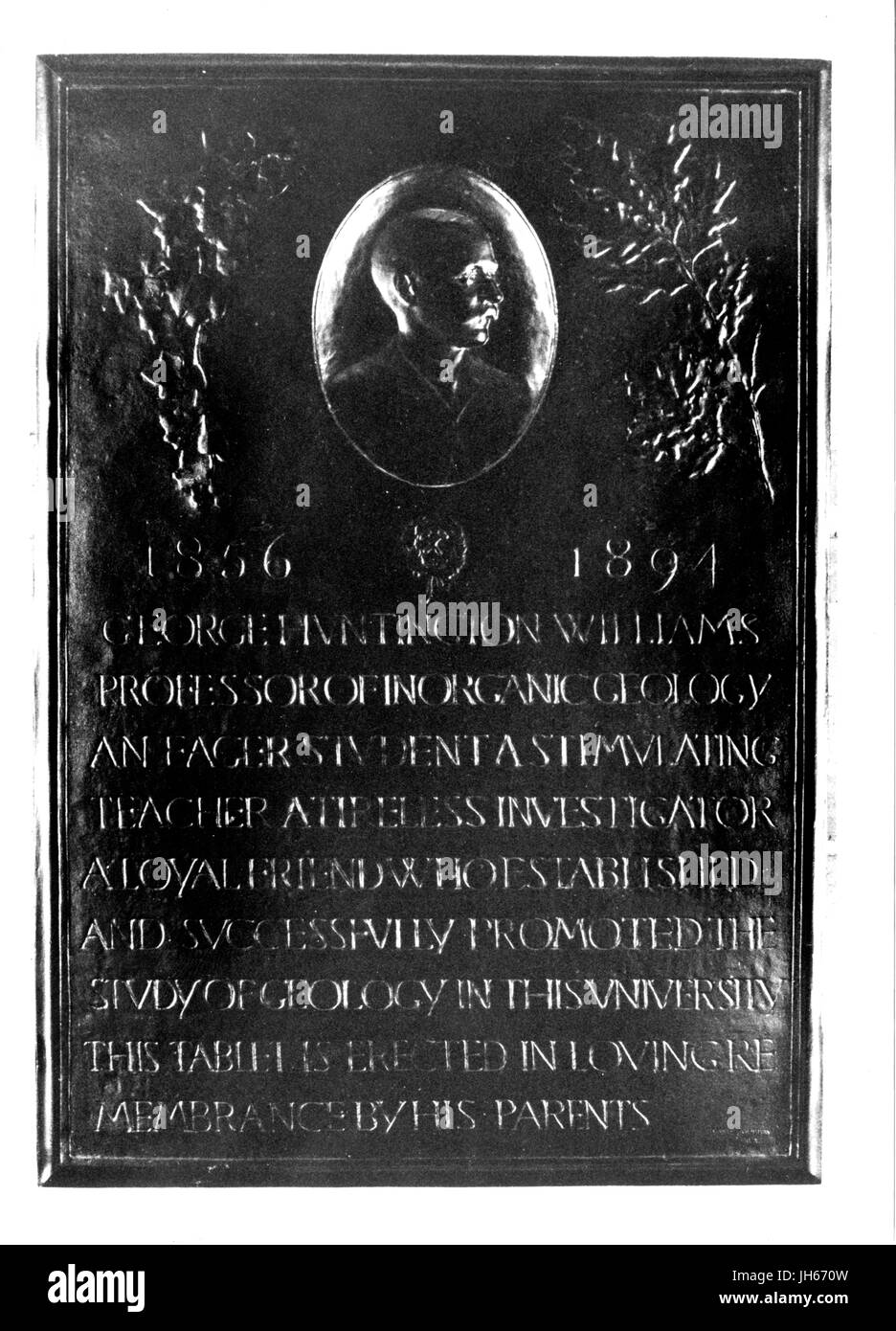 Grabstein von George Huntington Williams, der Professor für anorganische Geologie an der Johns Hopkins University, 1894 war. Stockfoto