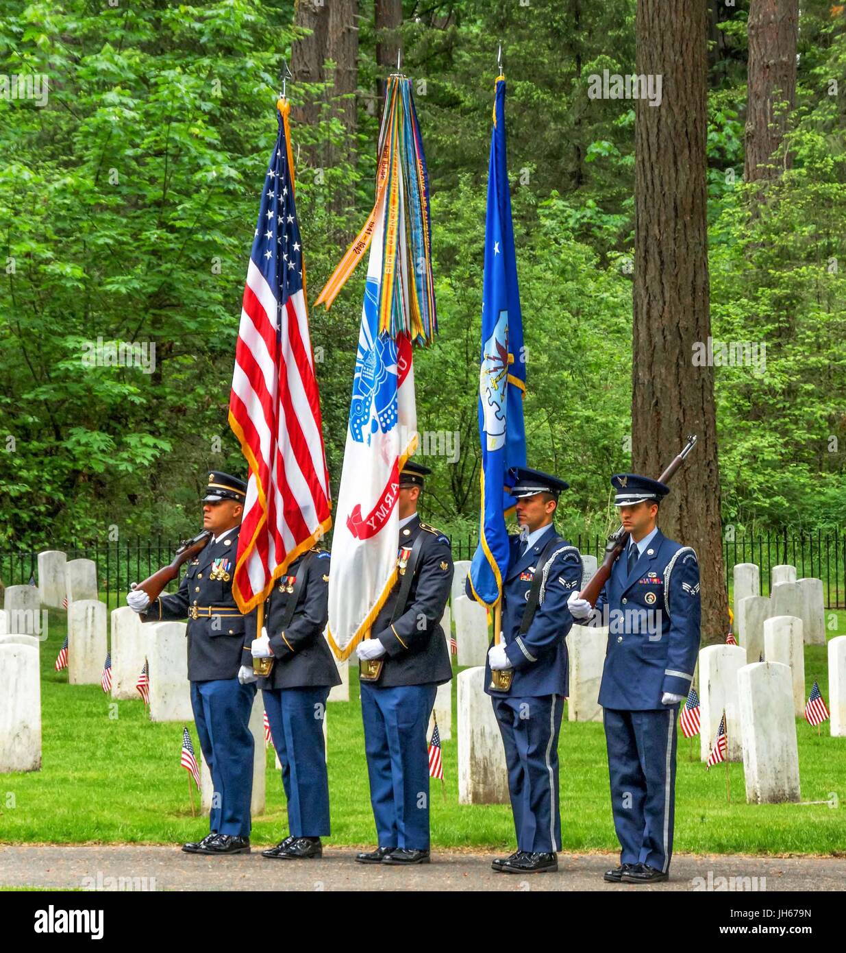 Militärische Ehrenwache am gemeinsamen Basis Lewis/McCord am Memoral Tag, ft. Lewis, Washington.  25 Mai 2015. Stockfoto