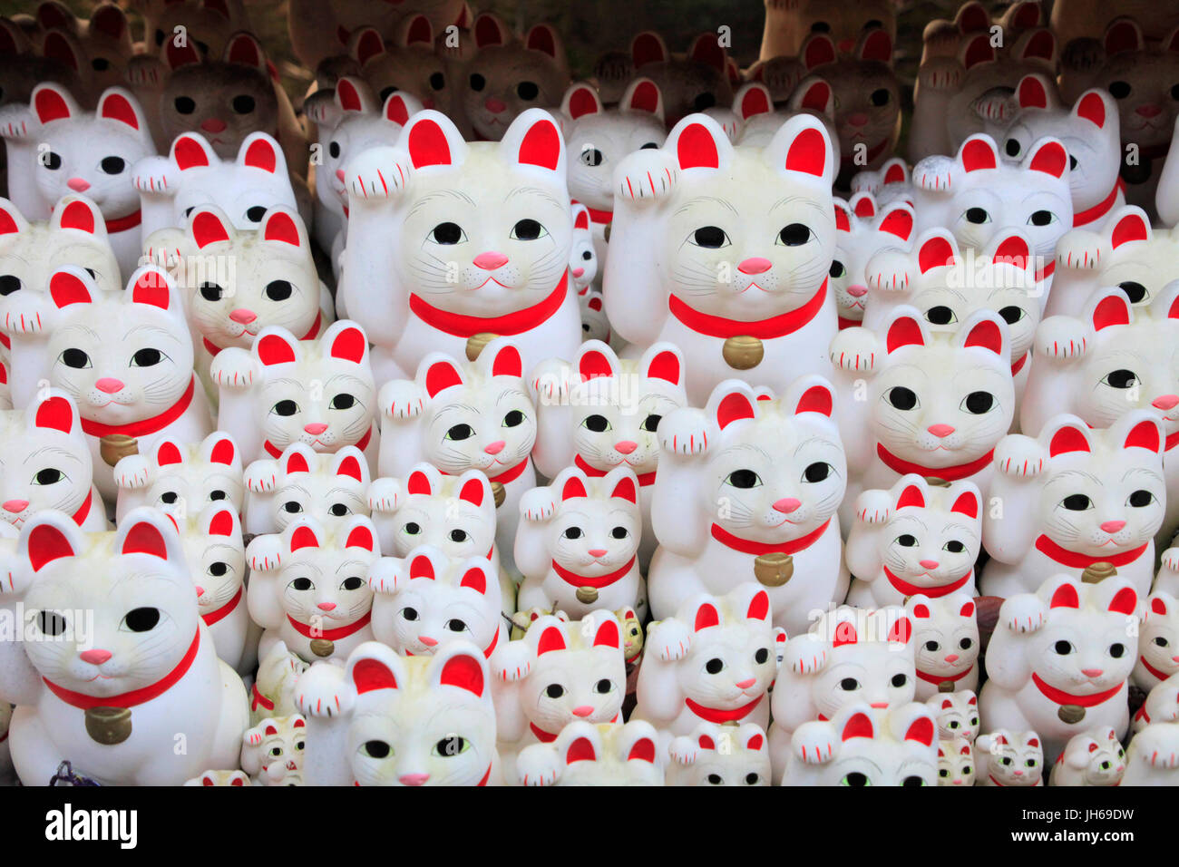 Maneki Neko am Gotokuji Tempel Tokyo Japan Stockfoto