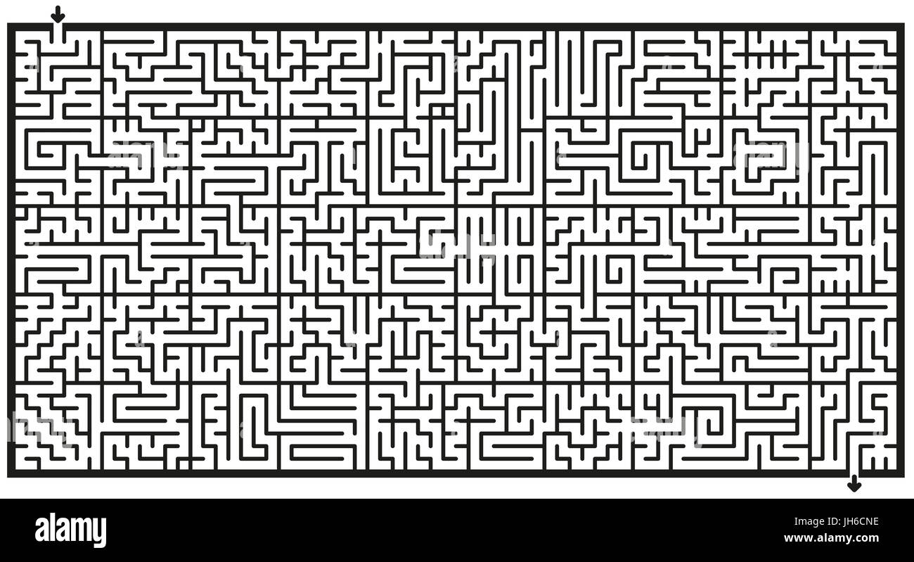 Labyrinth - Querformat Labyrinth - Abbildung auf weißem Hintergrund. Stockfoto