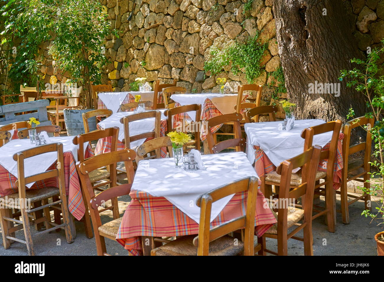 Restaurant in der Altstadt von Chania, Kreta, Griechenland Stockfoto