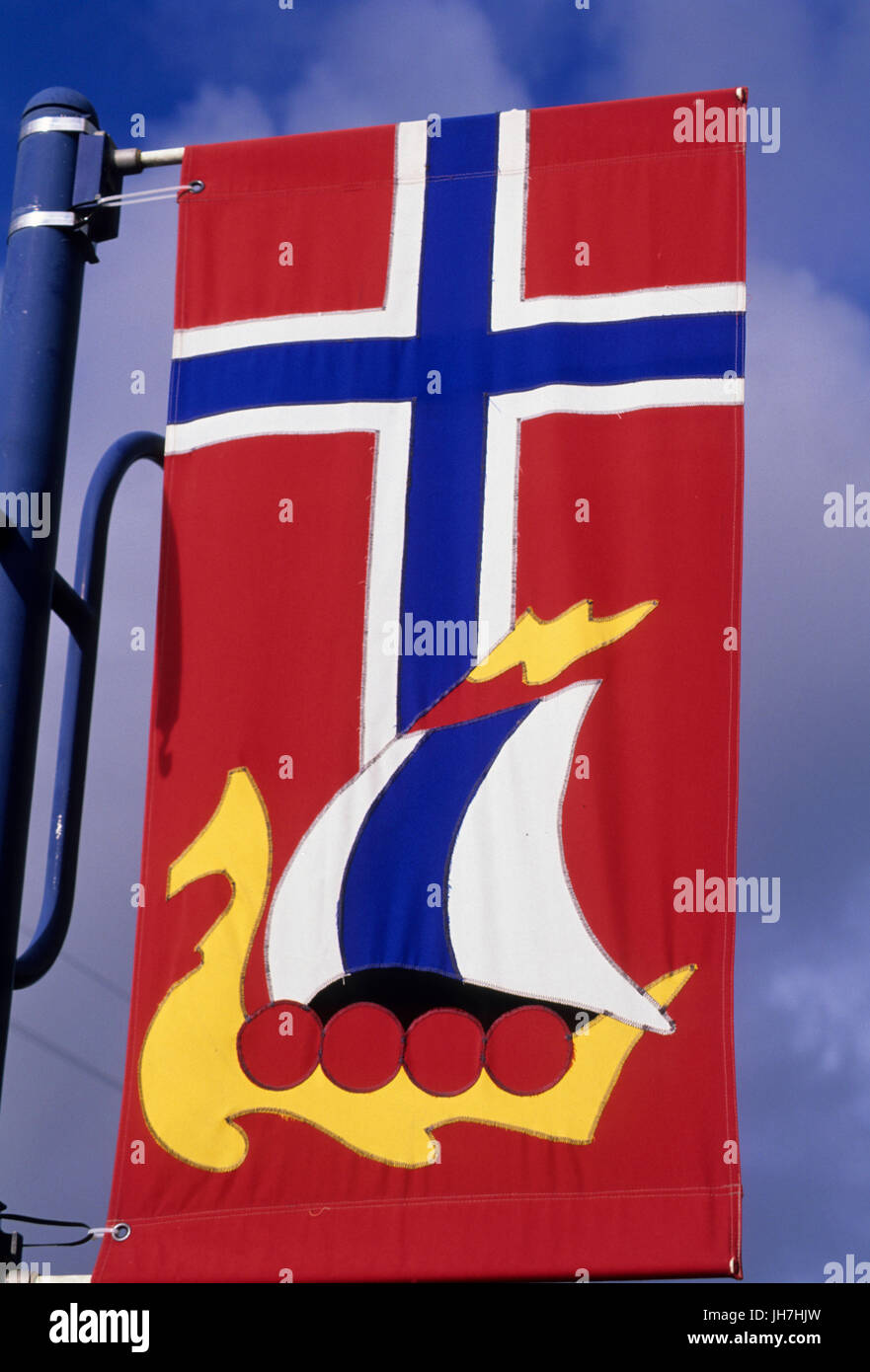 Norwegische Banner, Poulsbo, Washington Stockfoto