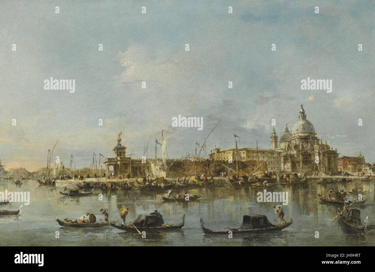 Venedig, ein Blick auf den Eingang zum Canal Grande mit der Kirche Santa Maria Della Salute und der Punta Della Dogana von Francesco Guardi Stockfoto