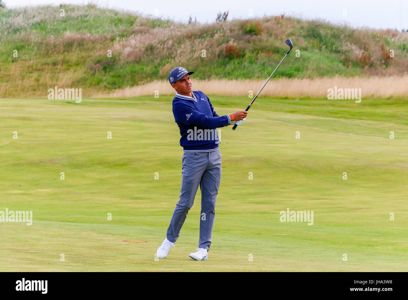 Ayrshire, Schottland, Vereinigtes Königreich. 13. Juli 2017. Am ersten Tag der AAM Scottish Open Golf Championship Golfer aus der ganzen Welt über Dundonald Links in der Nähe von Irvine, Ayrshire gespielt. Spieler aufgenommen Rory Mcilroy, Rickie Fowler, Jason Dufner, Henrik Stenson, Luke Donald und vielen anderen. Bildnachweis: Findlay/Alamy Live-Nachrichten Stockfoto