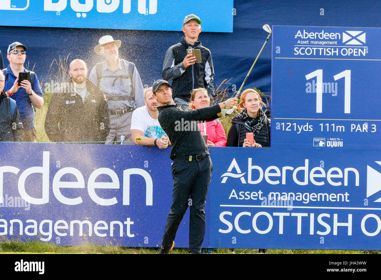 Ayrshire, Schottland, Vereinigtes Königreich. 13. Juli 2017. Am ersten Tag der AAM Scottish Open Golf Championship Golfer aus der ganzen Welt über Dundonald Links in der Nähe von Irvine, Ayrshire gespielt. Spieler aufgenommen Rory Mcilroy, Rickie Fowler, Jason Dufner, Henrik Stenson, Luke Donald und vielen anderen. Bildnachweis: Findlay/Alamy Live-Nachrichten Stockfoto