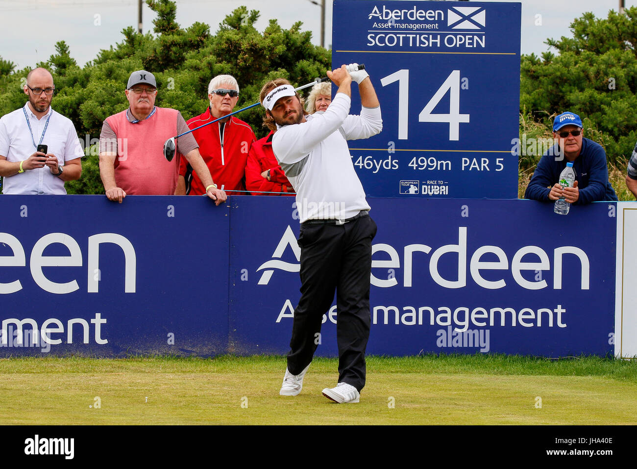 Ayrshire, Schottland, Vereinigtes Königreich. 13. Juli 2017. Am ersten Tag der AAM Scottish Open Golf Championship Golfer aus der ganzen Welt über Dundonald Links in der Nähe von Irvine, Ayrshire gespielt. Spieler aufgenommen Rory Mcilroy, Rickie Fowler, Jason Dufner, Henrik Stenson, Luke Donald und vielen anderen. Bildnachweis: Findlay/Alamy Live-Nachrichten Stockfoto