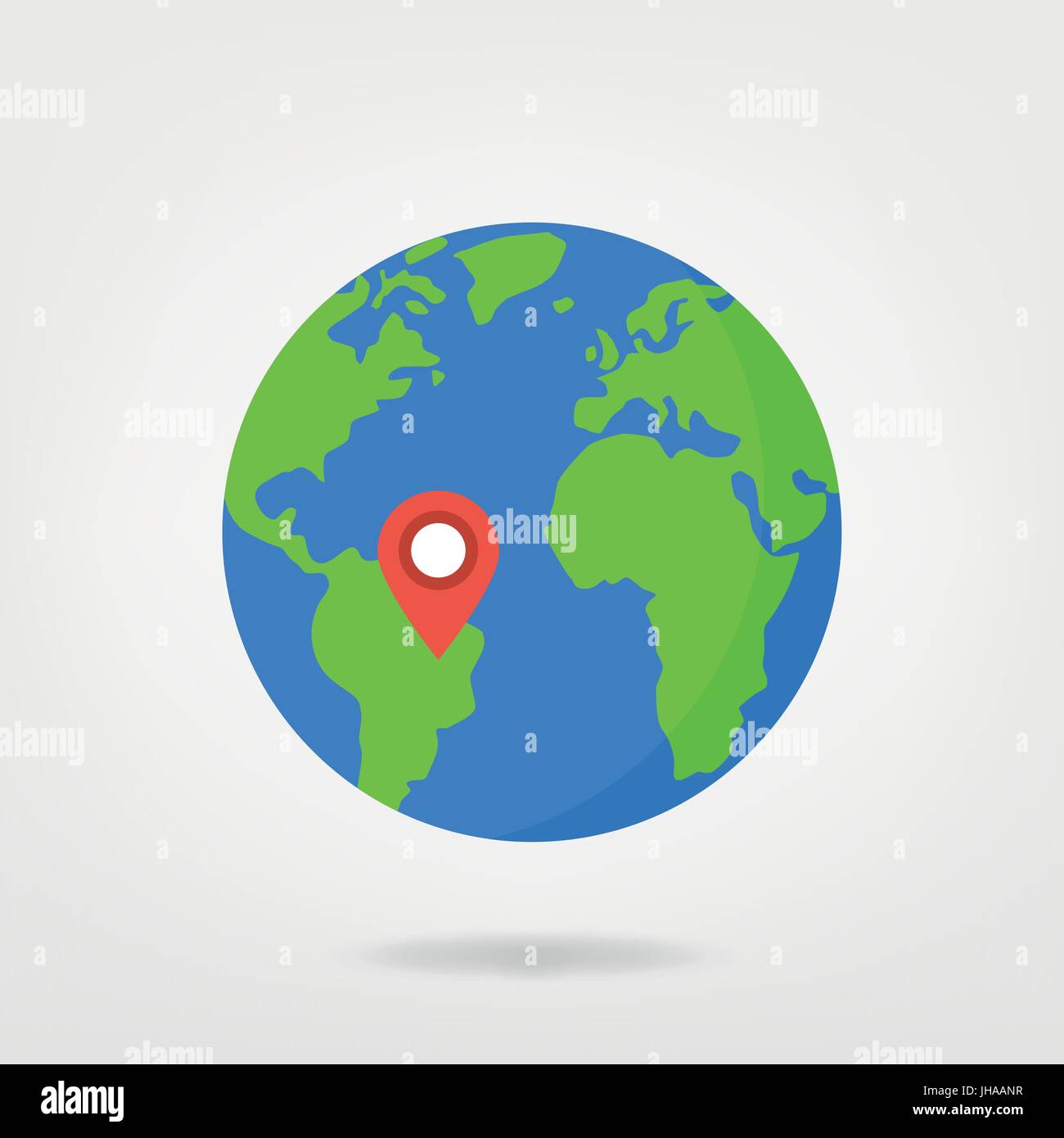 Standortmarkierung auf Welt Illustration - Südamerika Stockfoto