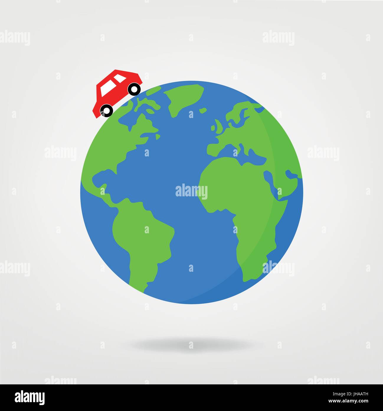 Auto fahren auf der ganzen Welt / World Karte - Vektor-Illustration Stockfoto