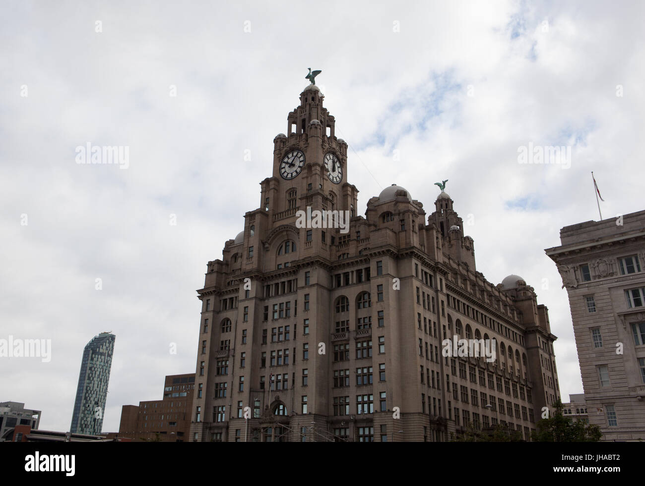 Blick auf das Royal Liver Building in Liverpool Stockfoto