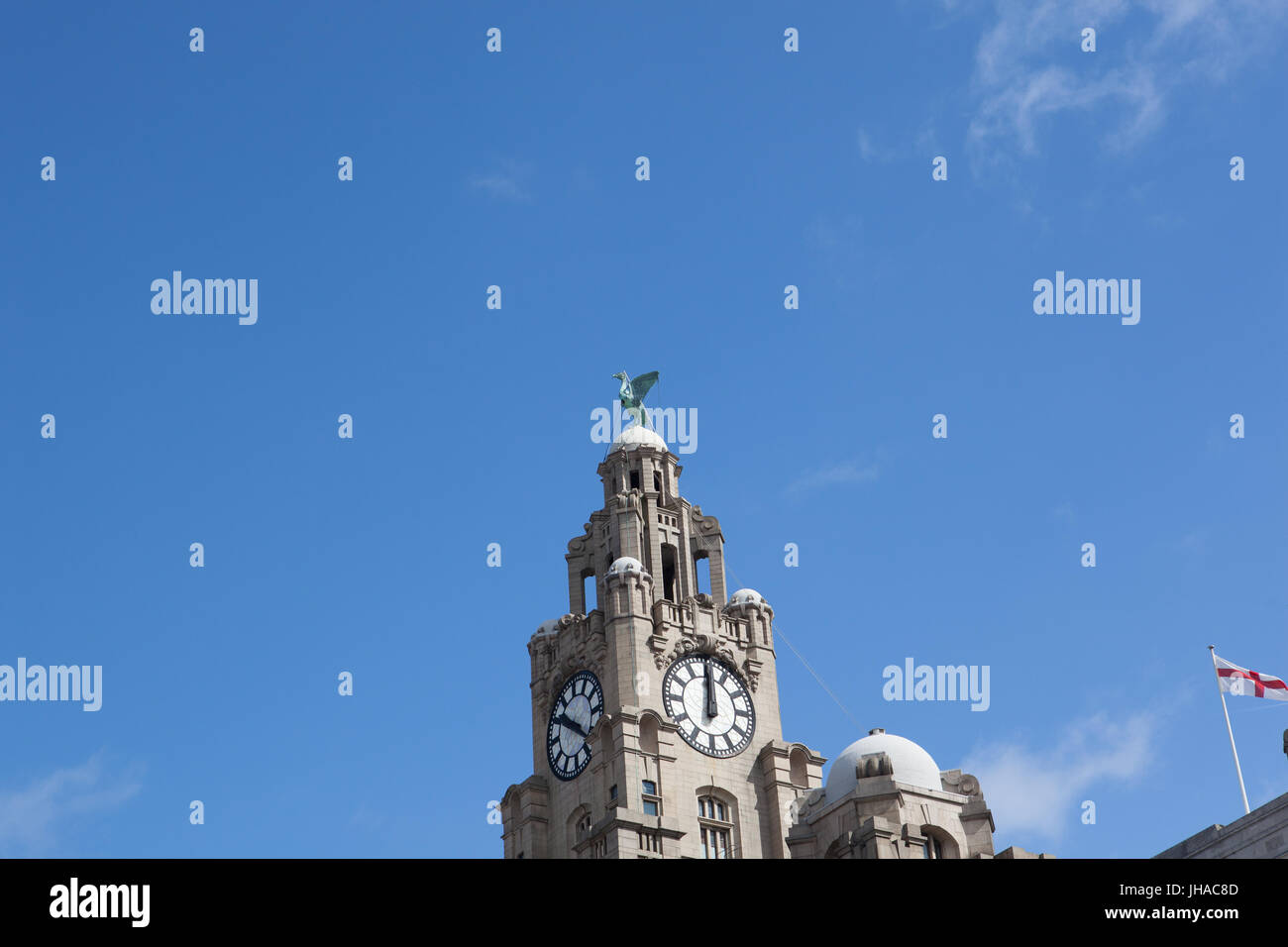 Blick auf das Royal Liver Building in Liverpool Stockfoto