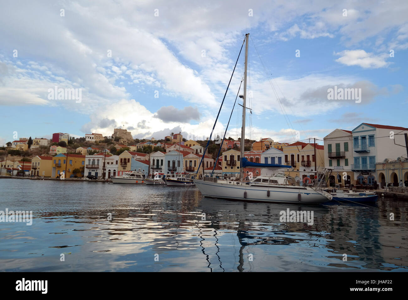 Dorf auf der griechischen Insel Meis oder Kastelorizo, Griechenland Stockfoto