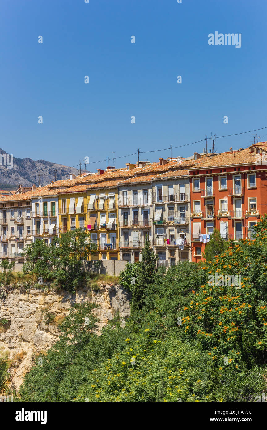 Bunte Häuser im historischen Zentrum von Alcoy, Spanien Stockfoto