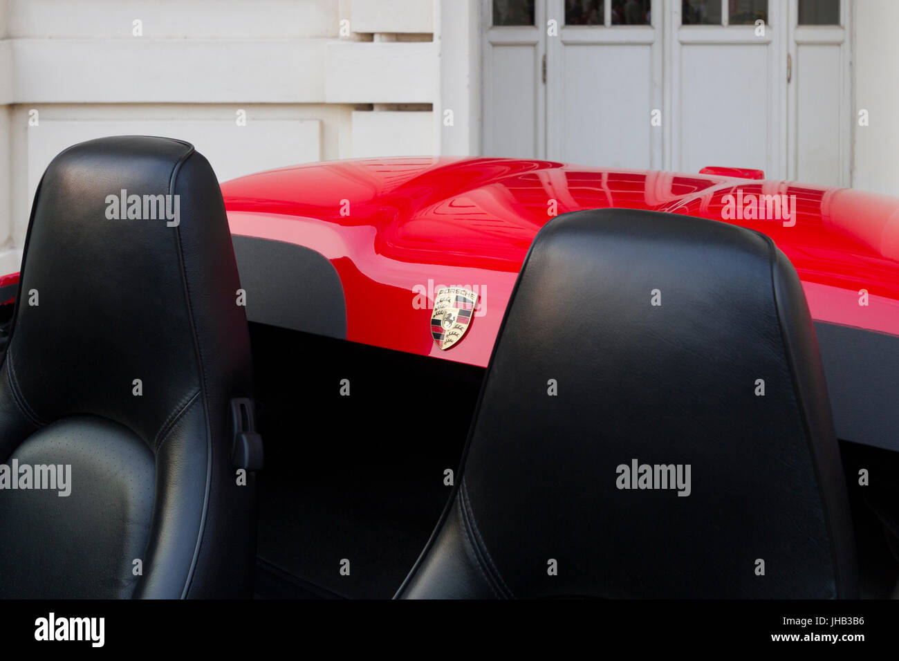 Detail der Porsche Speedster. Supercar und Luxus Sportwagen auf Ausstellung in Turin Auto zeigen. Stockfoto