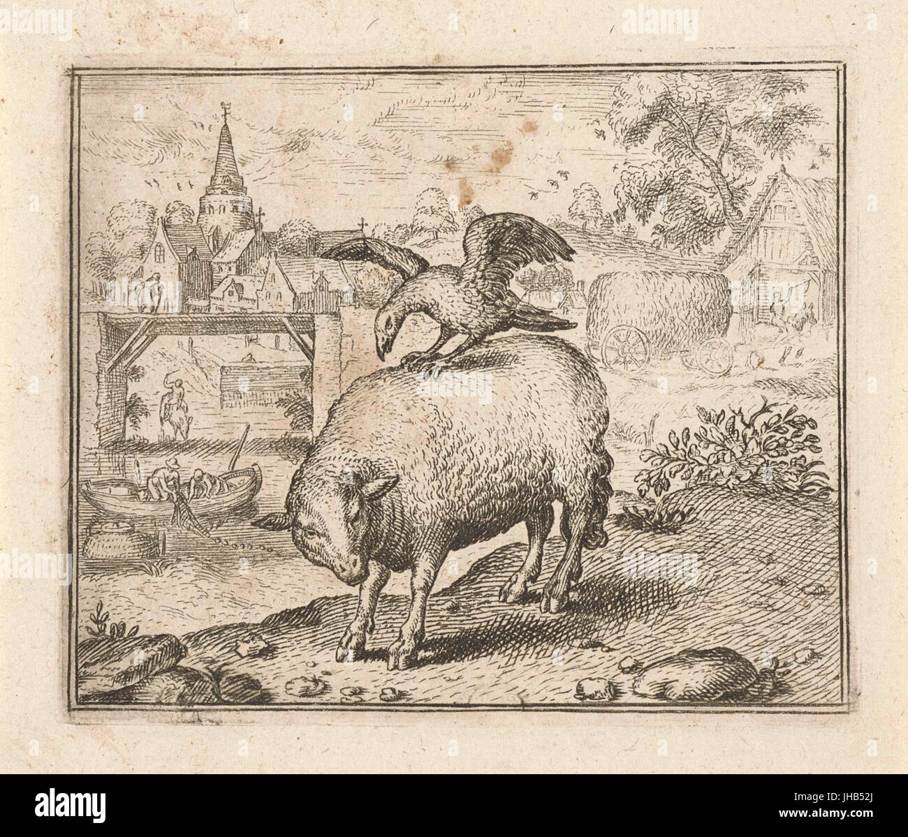 Fabel van Het Schaap En de kraai Stockfoto