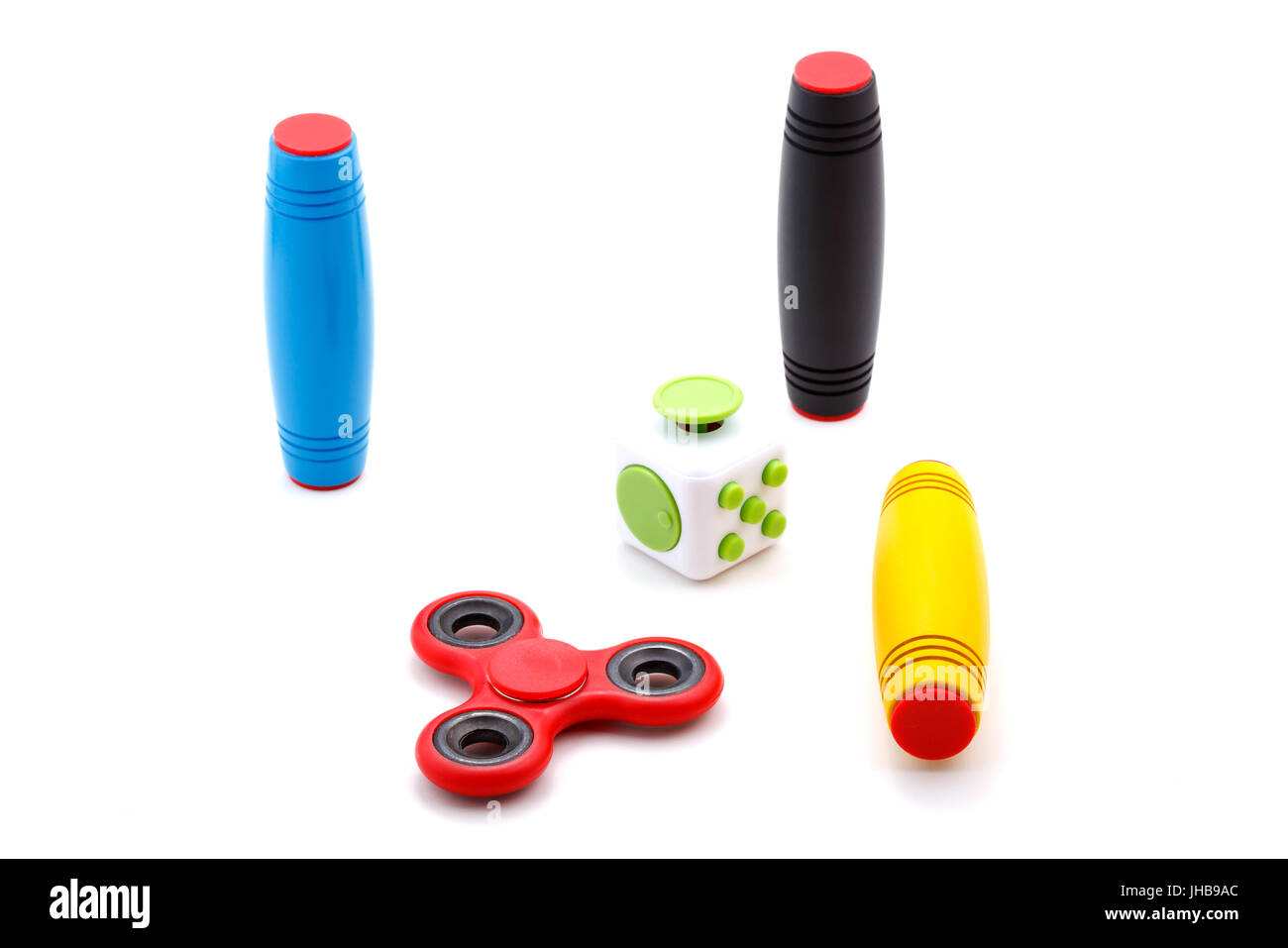 Anti-Stress und Entspannung zappelt erschöpft Cube und Spinner für Menschen Stockfoto