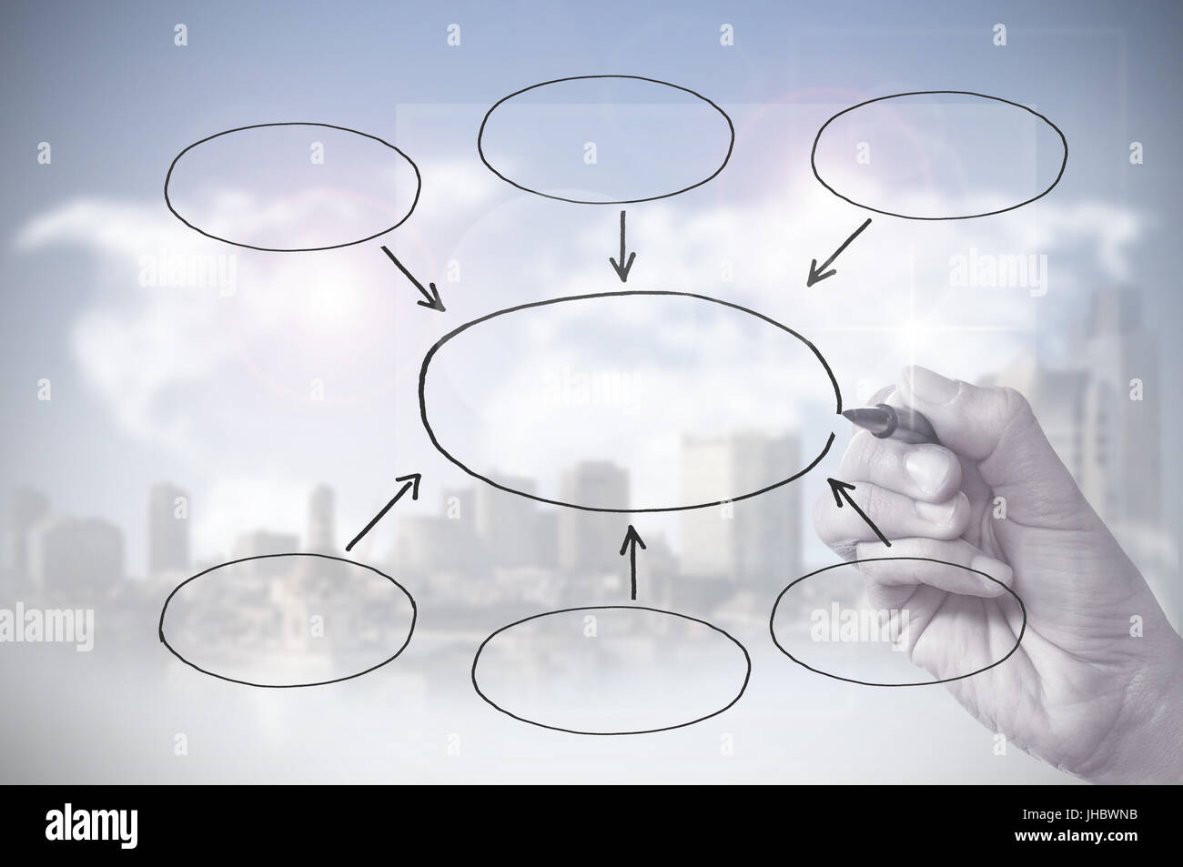 Handzeichnung einer leeren Flussdiagramm-Diagramms Stockfoto