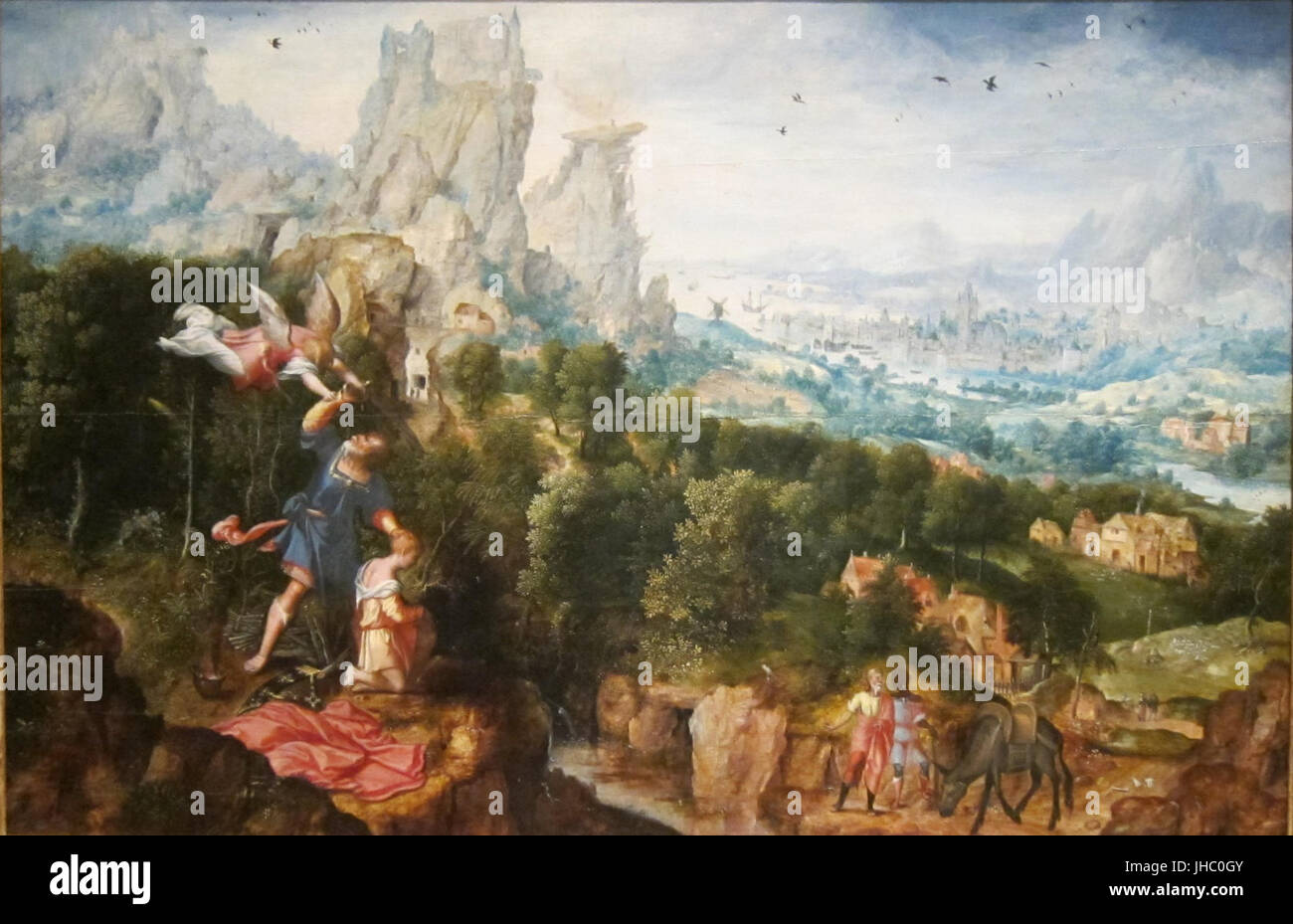 Landschaft mit dem anbieten von Isaac von Herri met de Bles (Flämisch), c. 1540 Stockfoto
