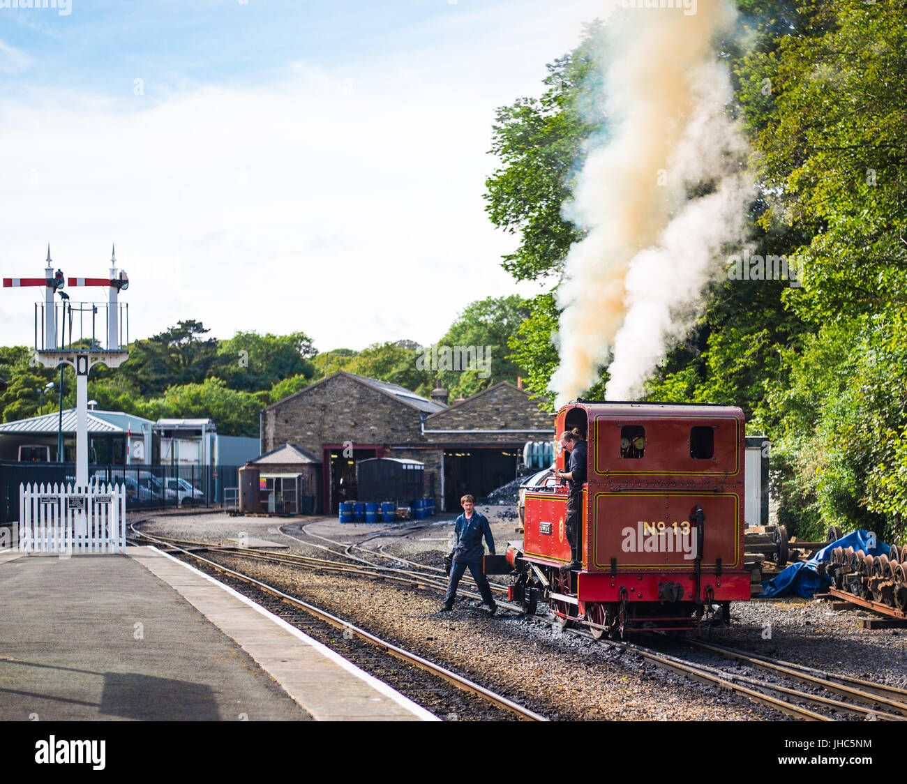 Manx viktorianischen Dampfmaschine bei Douglas depot Stockfoto