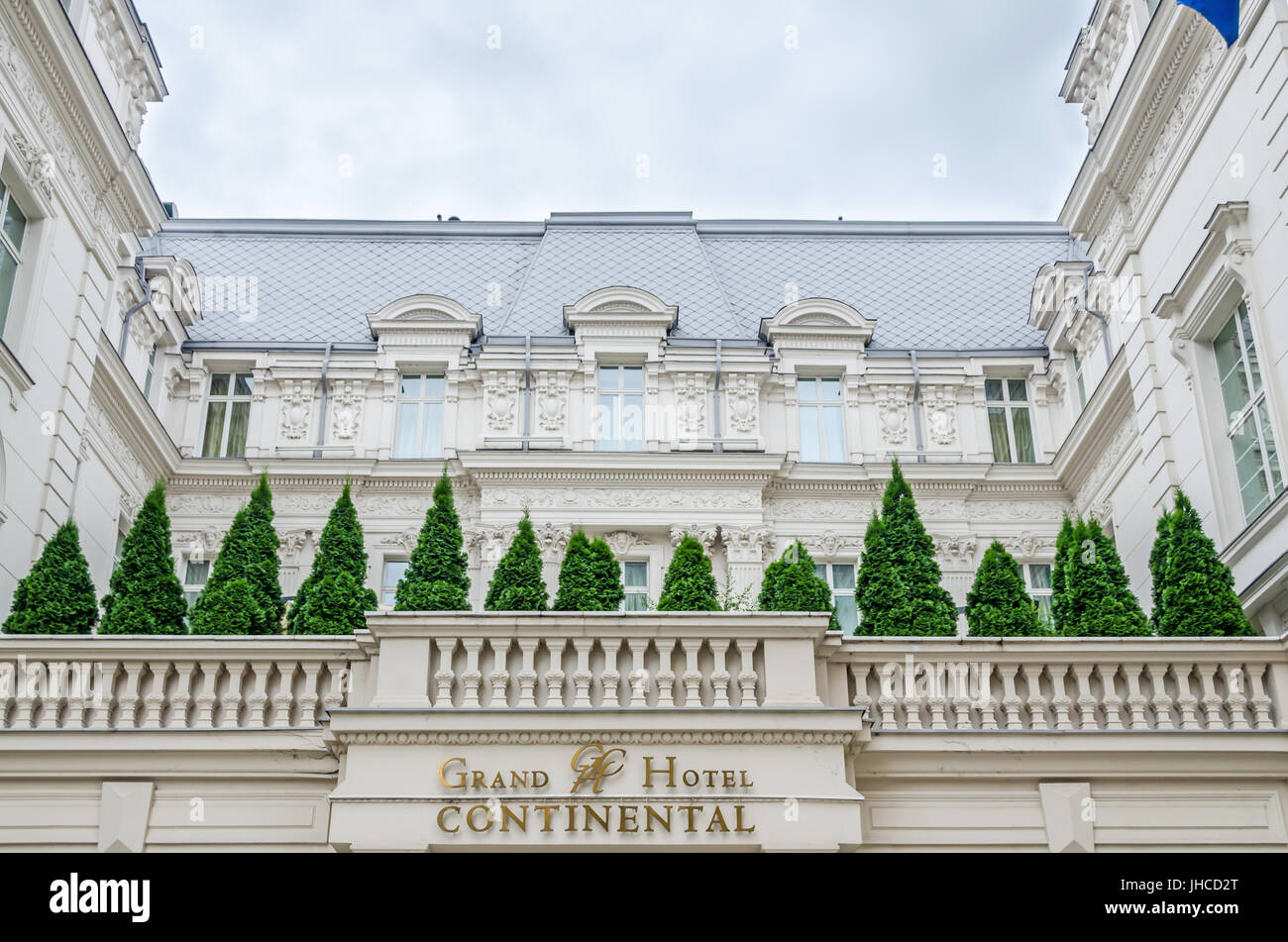 Bukarest, Rumänien - 25. Mai 2014: Detail des Haus Grand Hotel Continental. Stockfoto