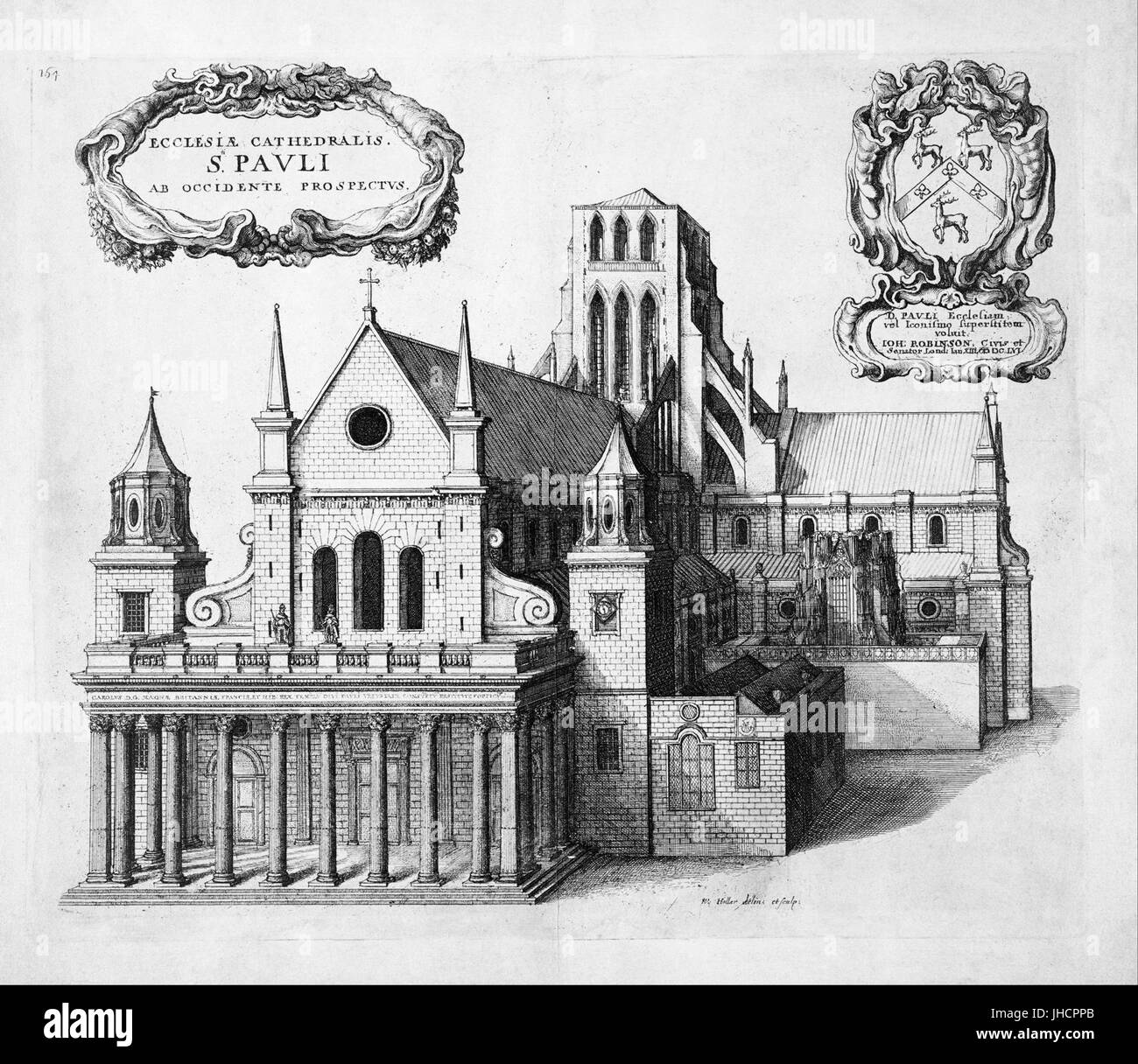 Hollar, Wenzel - print; Radierung - St. Pauls aus dem Westen- Stockfoto