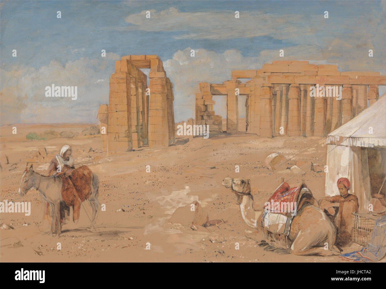 John Frederick Lewis - das Ramesseum in Theben- Stockfoto