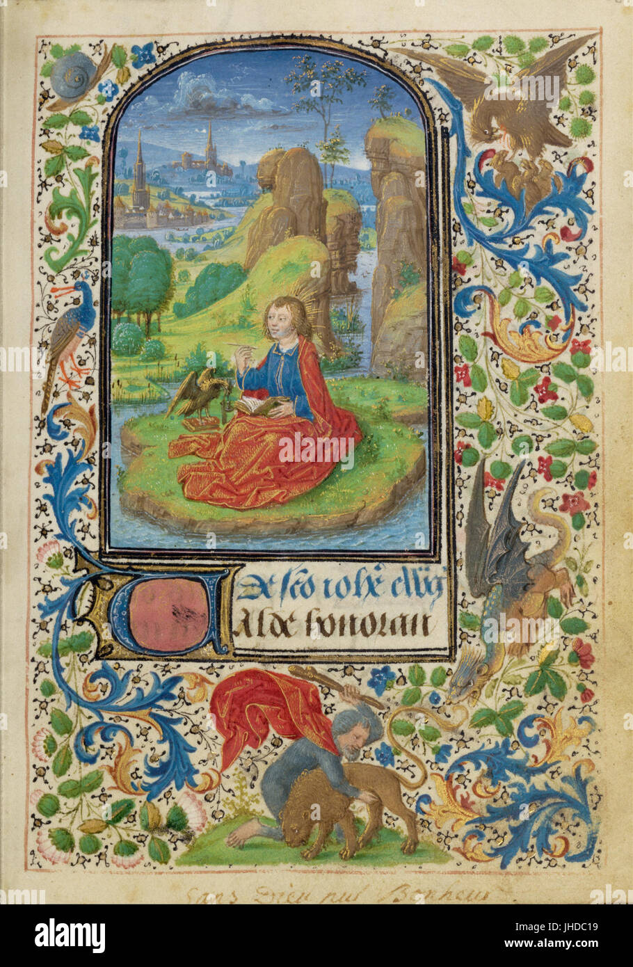 Lieven van Lathem (Flämisch - Johannes auf Patmos- Stockfoto