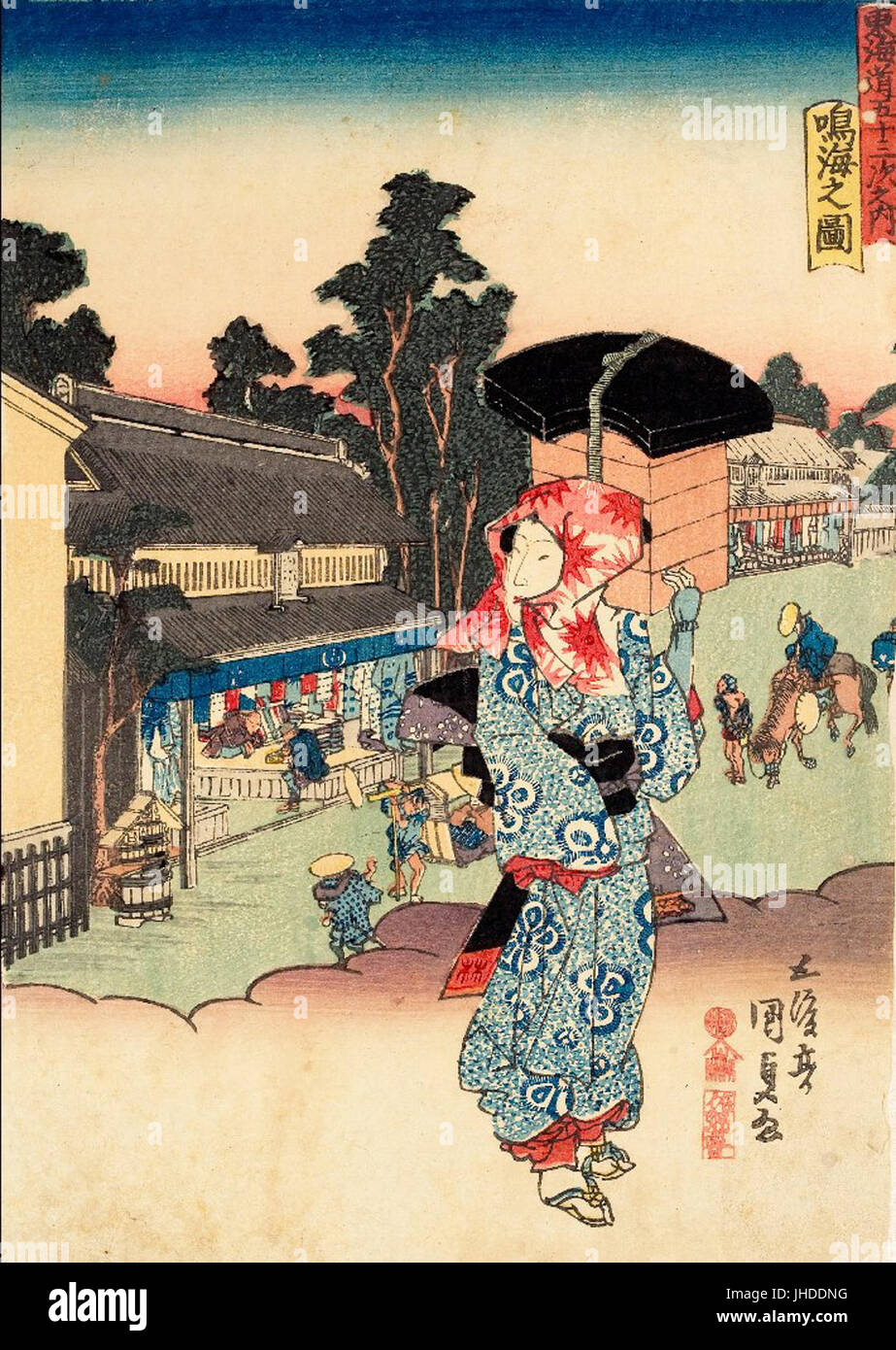 Kunisada Narumi aus der Serie 50 - drei Stationen des Tokaido mit Schönheiten, 1848 Stockfoto