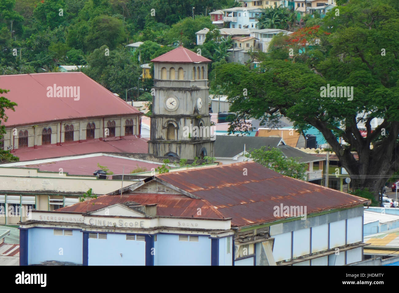 Eine Luftaufnahme von Castries, St. Lucia, Karibik, West Indies Stockfoto