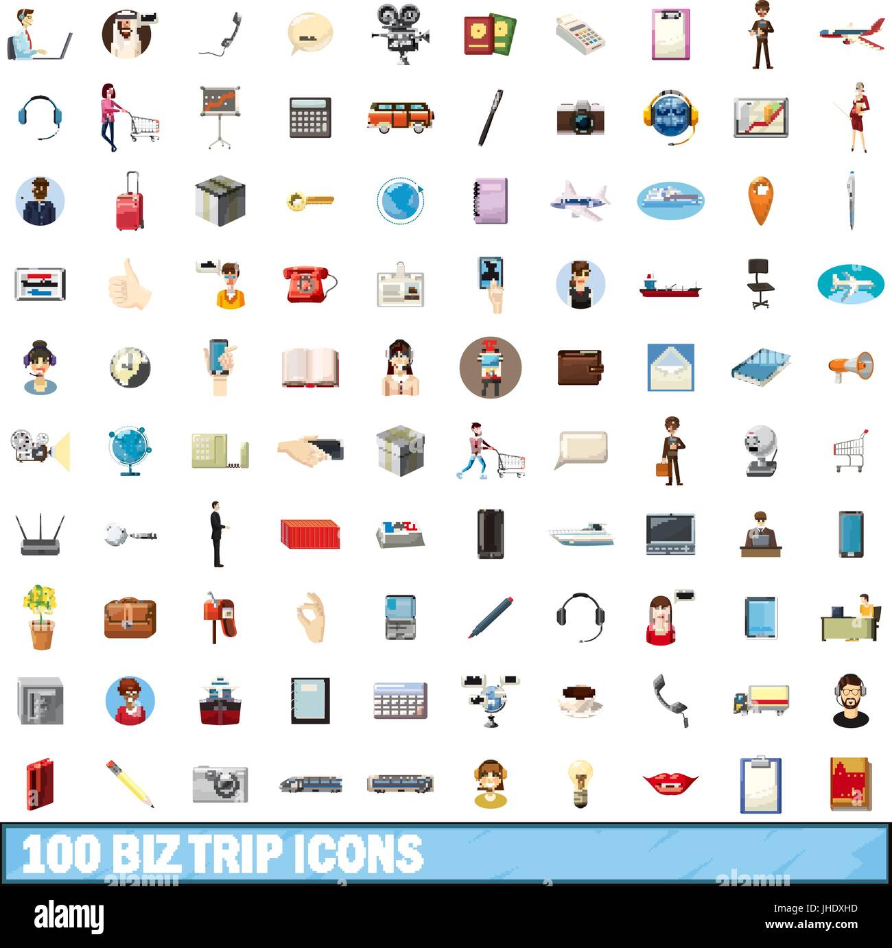100 Biz Reise Icons set, cartoon-Stil Stock Vektor