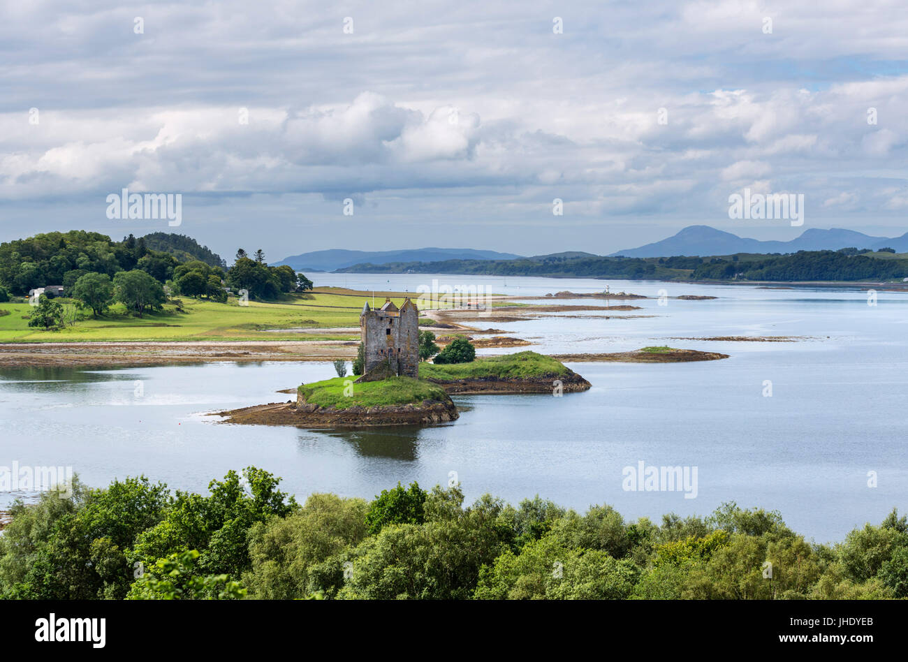 Castle Stalker, Loch Laich, Port Appin, Argyll and Bute, Scotland, UK. Schottische Landschaft / Landschaften Stockfoto