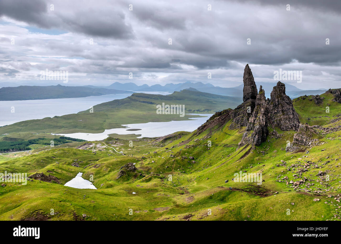 Der Old Man of Storr, Isle Of Skye Highland, Schottland, Vereinigtes Königreich. Schottische Landschaft / Landschaften. Stockfoto