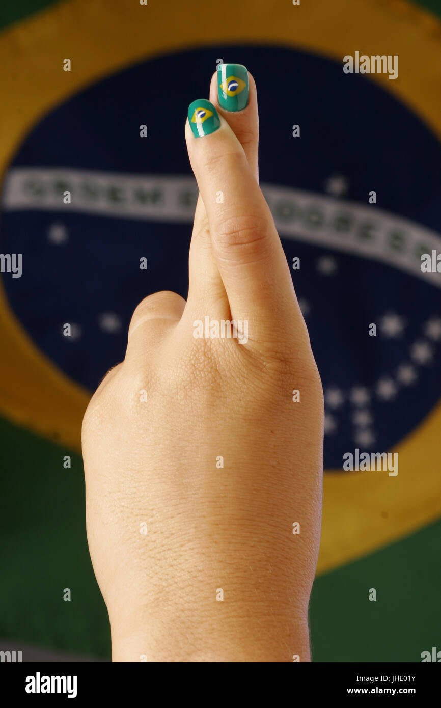 Flagge, Finger, Belém, Pará, Brasilien Stockfoto