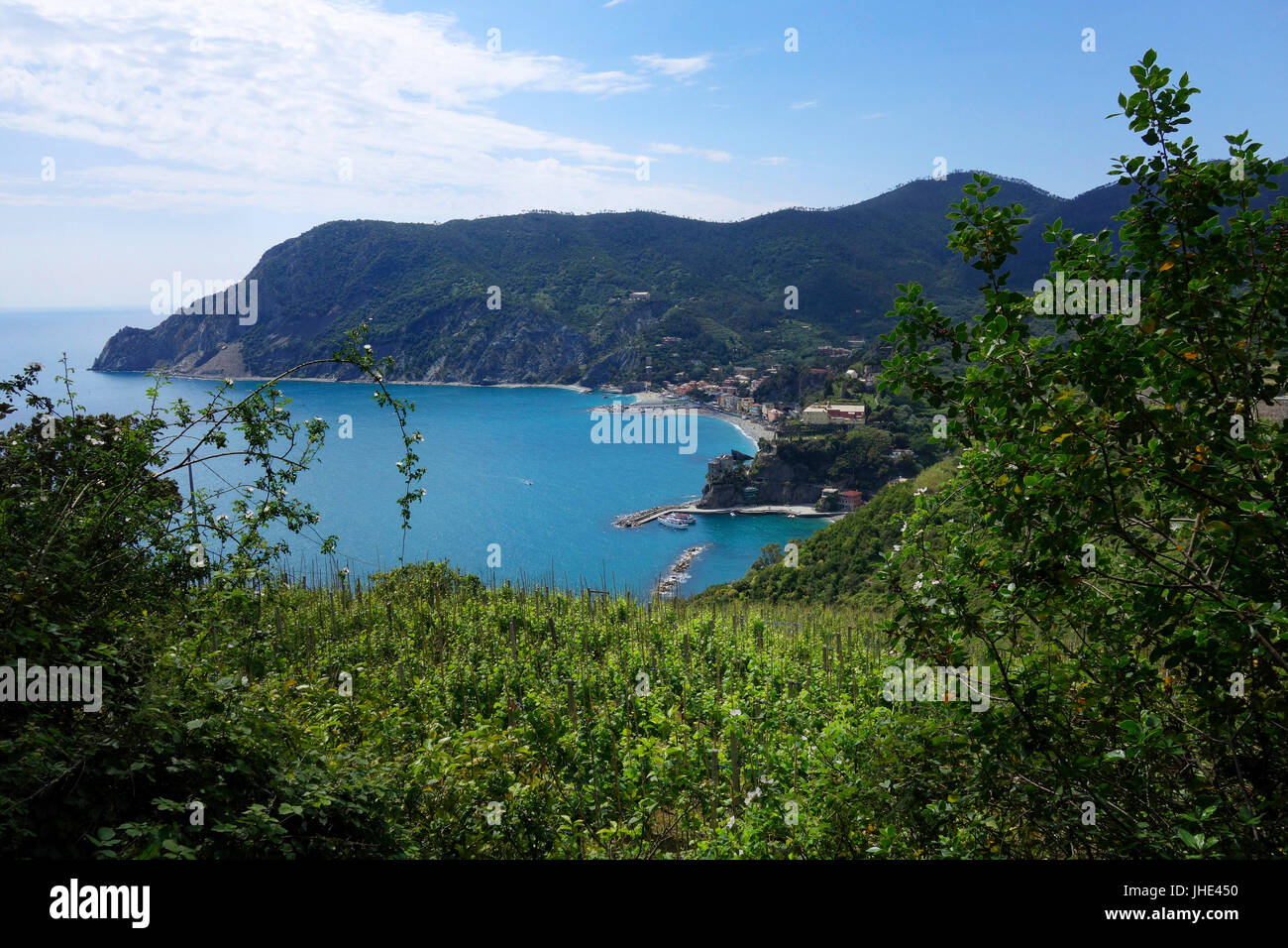 Blick vom Wanderweg, Monterosso al Mare, Cinque Terre Stockfoto