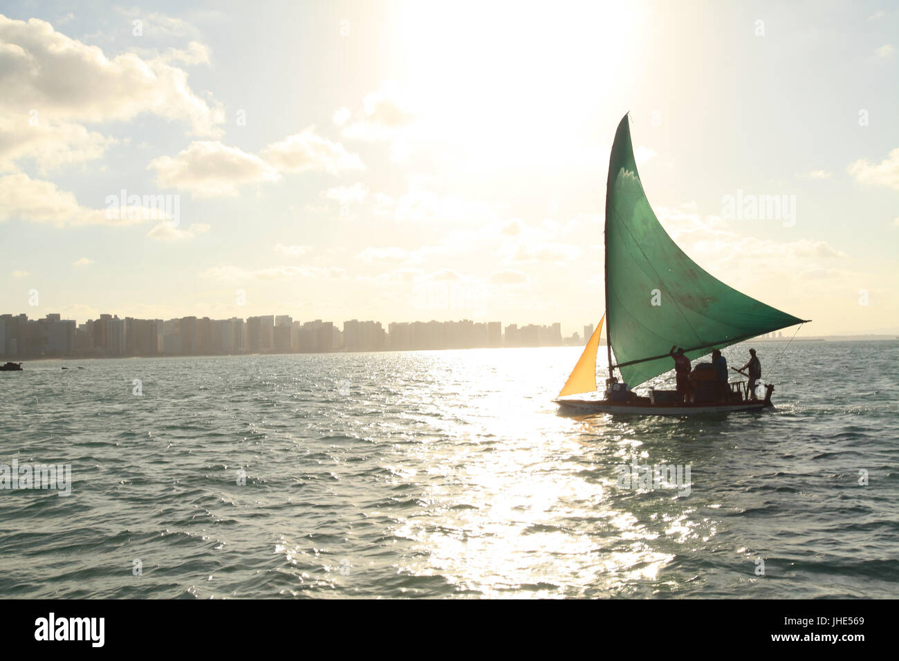 Strand, Meer, Blick Stadt, Hauptstadt, Fortaleza, Ceará, Brasilien. Stockfoto