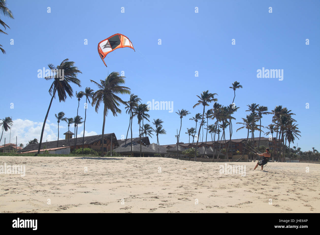 Menschen, Cumbuco Strand, Hauptstadt, Fortaleza, Ceará, Brasilien. Stockfoto