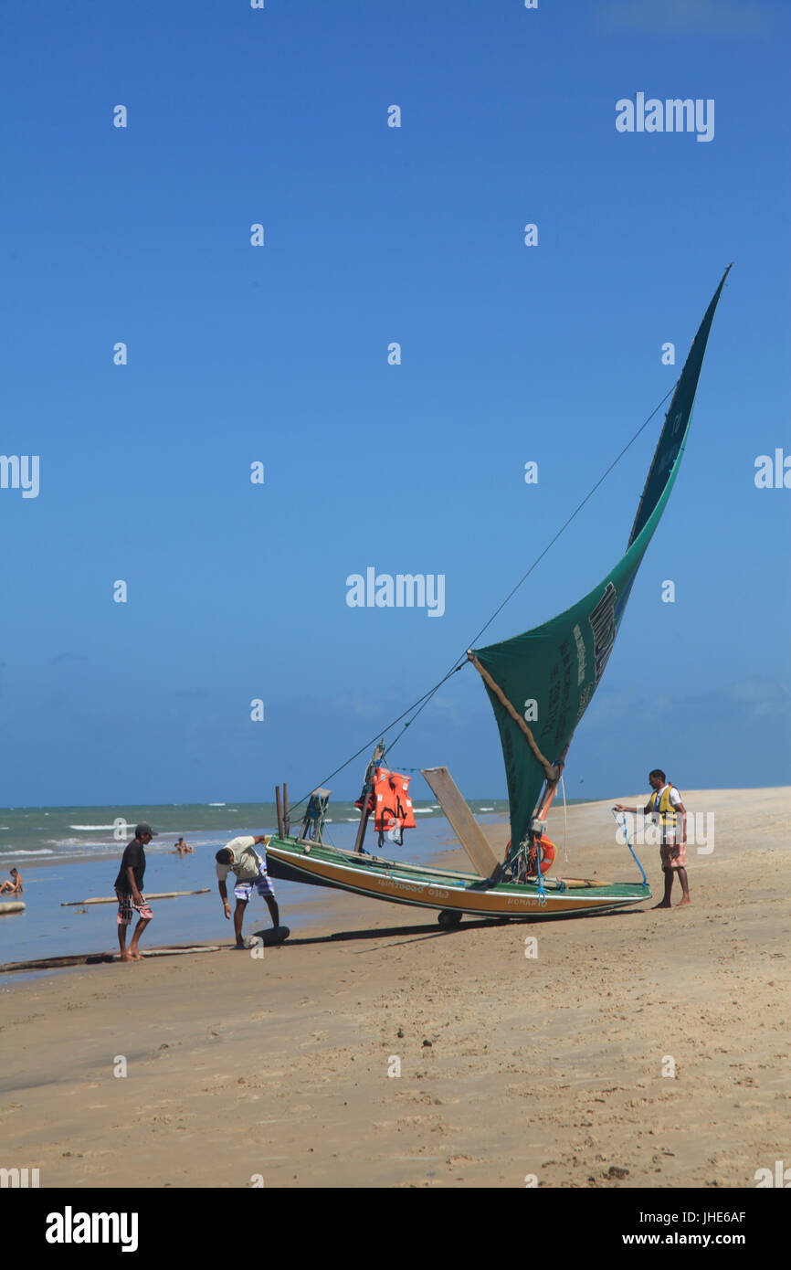 Menschen, Cumbuco Strand, Hauptstadt, Fortaleza, Ceará, Brasilien. Stockfoto