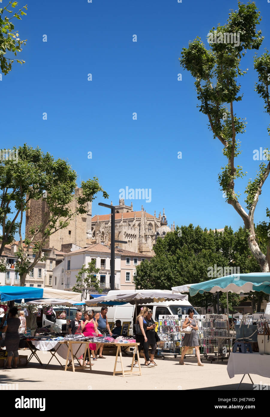 Narbonne öffnen Luft oder Straße Markt Occitanie, Frankreich Stockfoto