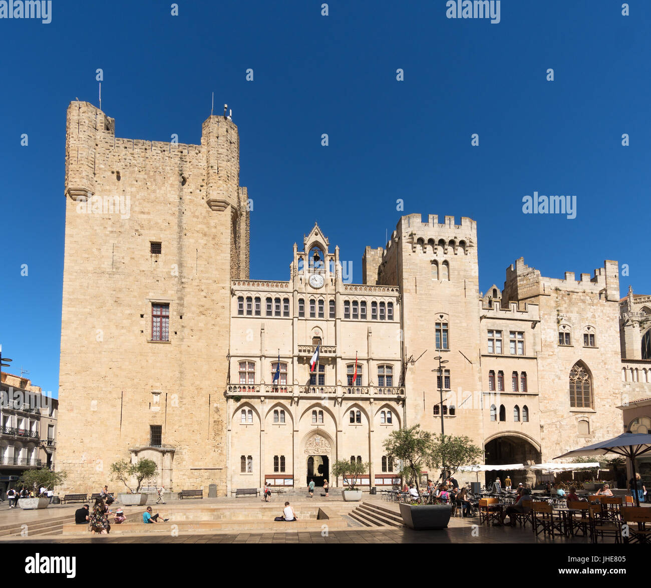 Des erzbischöfliche Palast und Rathaus, Narbonne, Occitanie, Frankreich Stockfoto