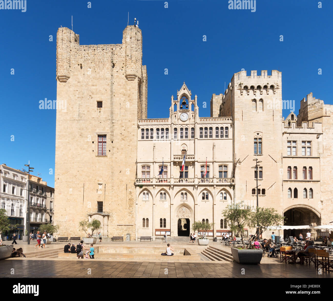 Des erzbischöfliche Palast und Rathaus, Narbonne, Occitanie, Frankreich Stockfoto