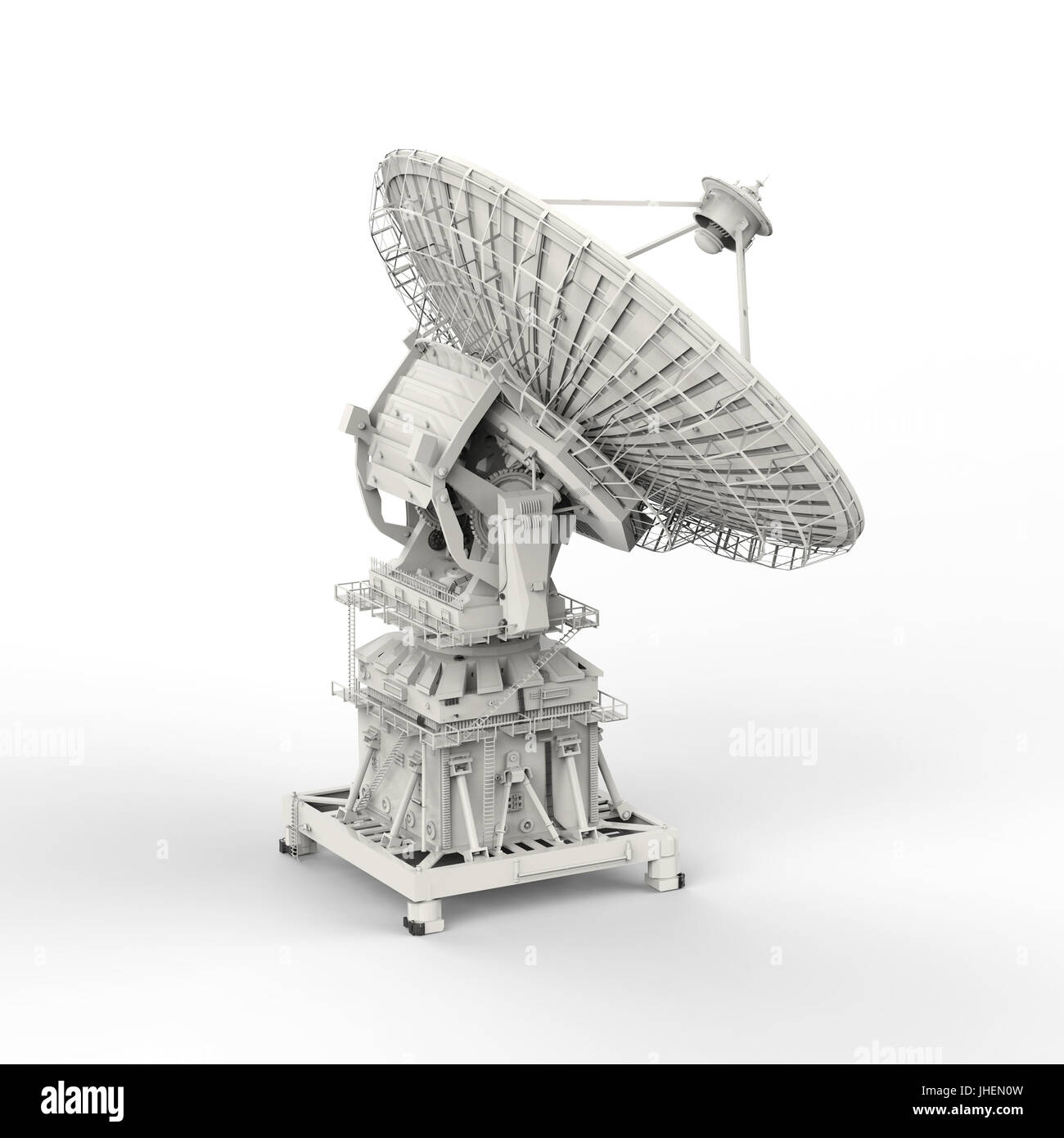 3D Rendering Satellitenschüssel auf weißem Hintergrund Stockfoto