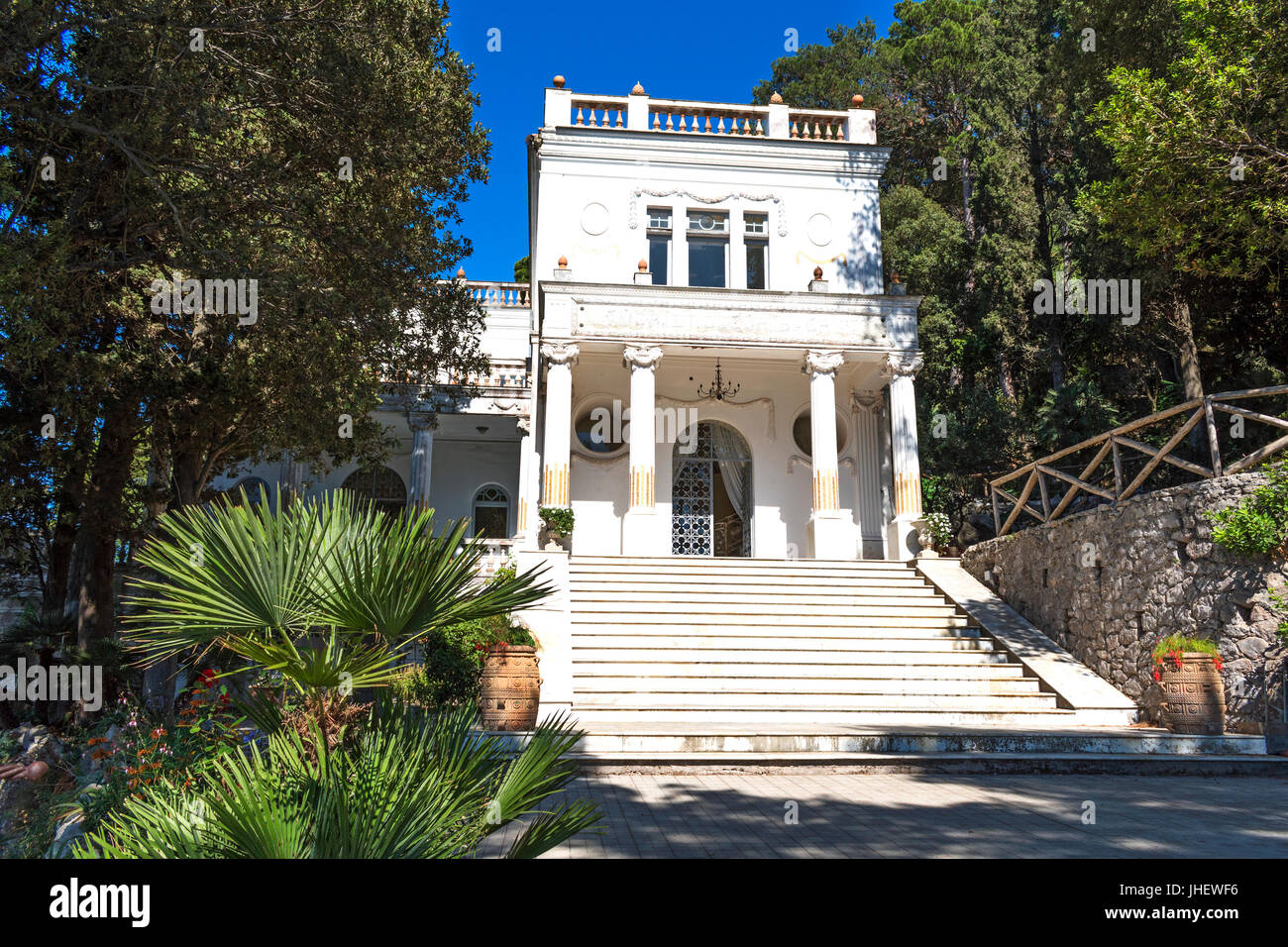 Kunst Nouvaeu, neoklassische Architektur, Villa Lysis Capri, Italien, Haus von Jacques Adelsward-Fersen. Stockfoto