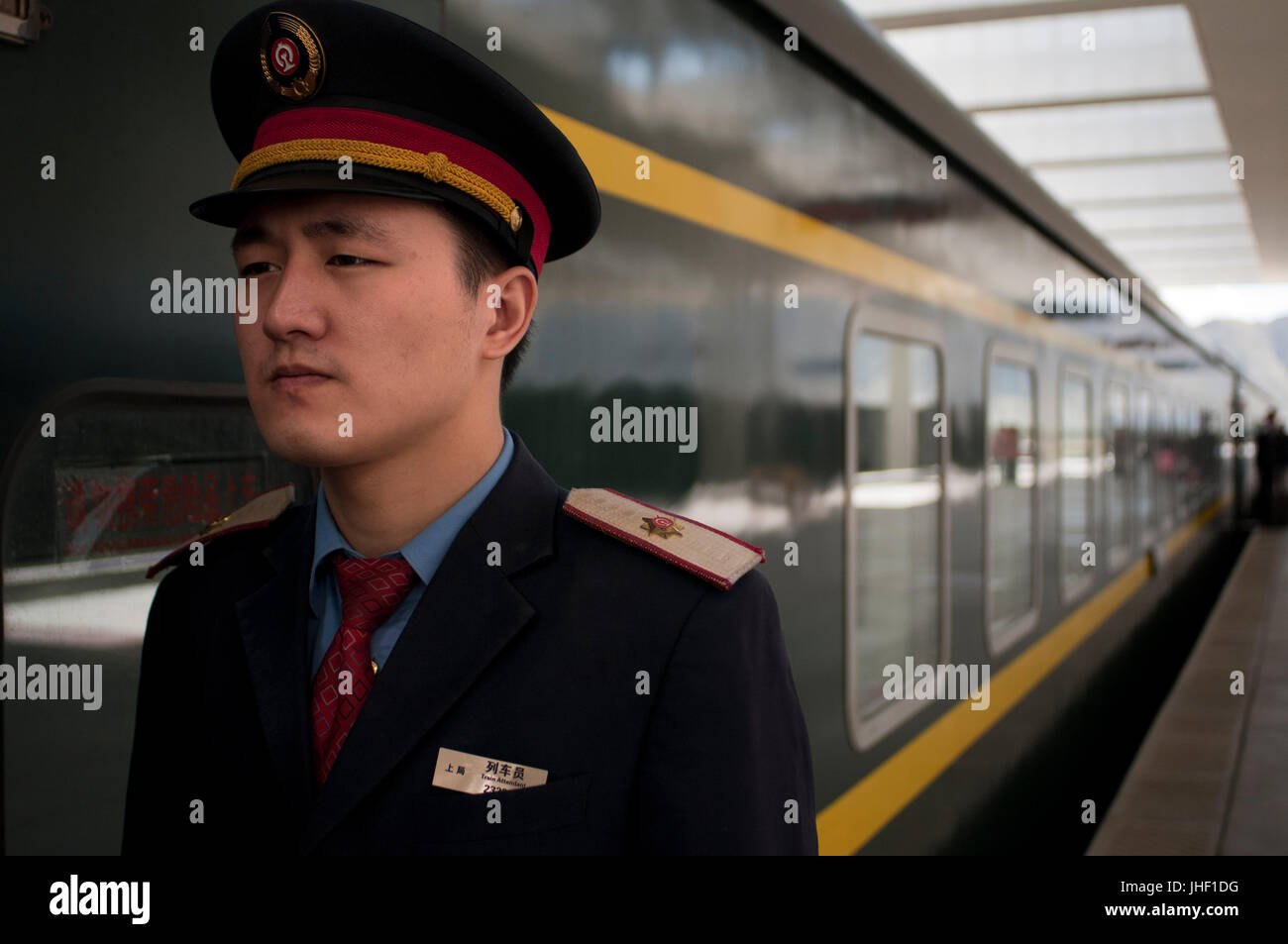 Die Lhasa-Bahnhof, Ausgangspunkt für die weltweit höchste Eisenbahn, die Qingzang-Bahn nach Peking und Shanghai erstreckt. Stockfoto