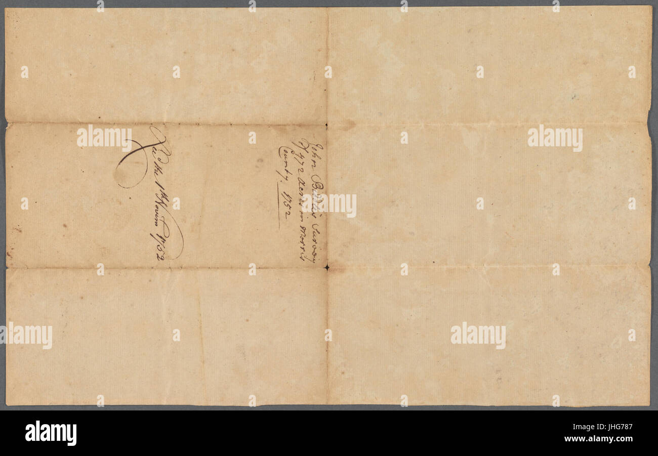 John Biddle Umfrage von 472 Hektar in Morris County, 1752 (Umfrage des John Biddles Landes in Greenwich, Morris County (jetzt im Warren County), im Auftrag von James Alexander) (NYPL b19605260-5365437) Stockfoto