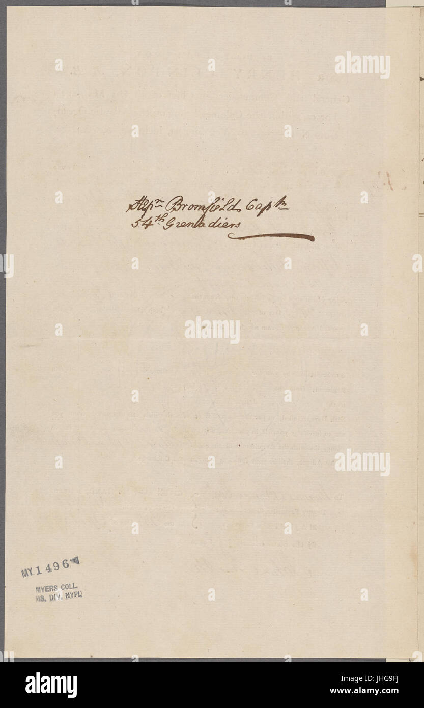 Clinton, Henry. In New York. Zu Thomas Barrow (NYPL b11868620-5378209) Stockfoto