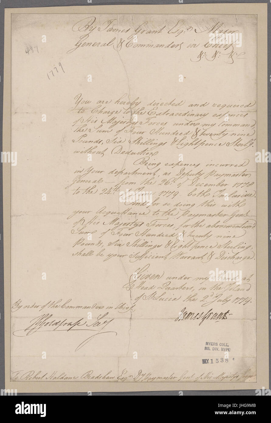Grant, James. St. Lucia. Zu Robert Haldane Bradshaw (NYPL b11868620-5378502) Stockfoto