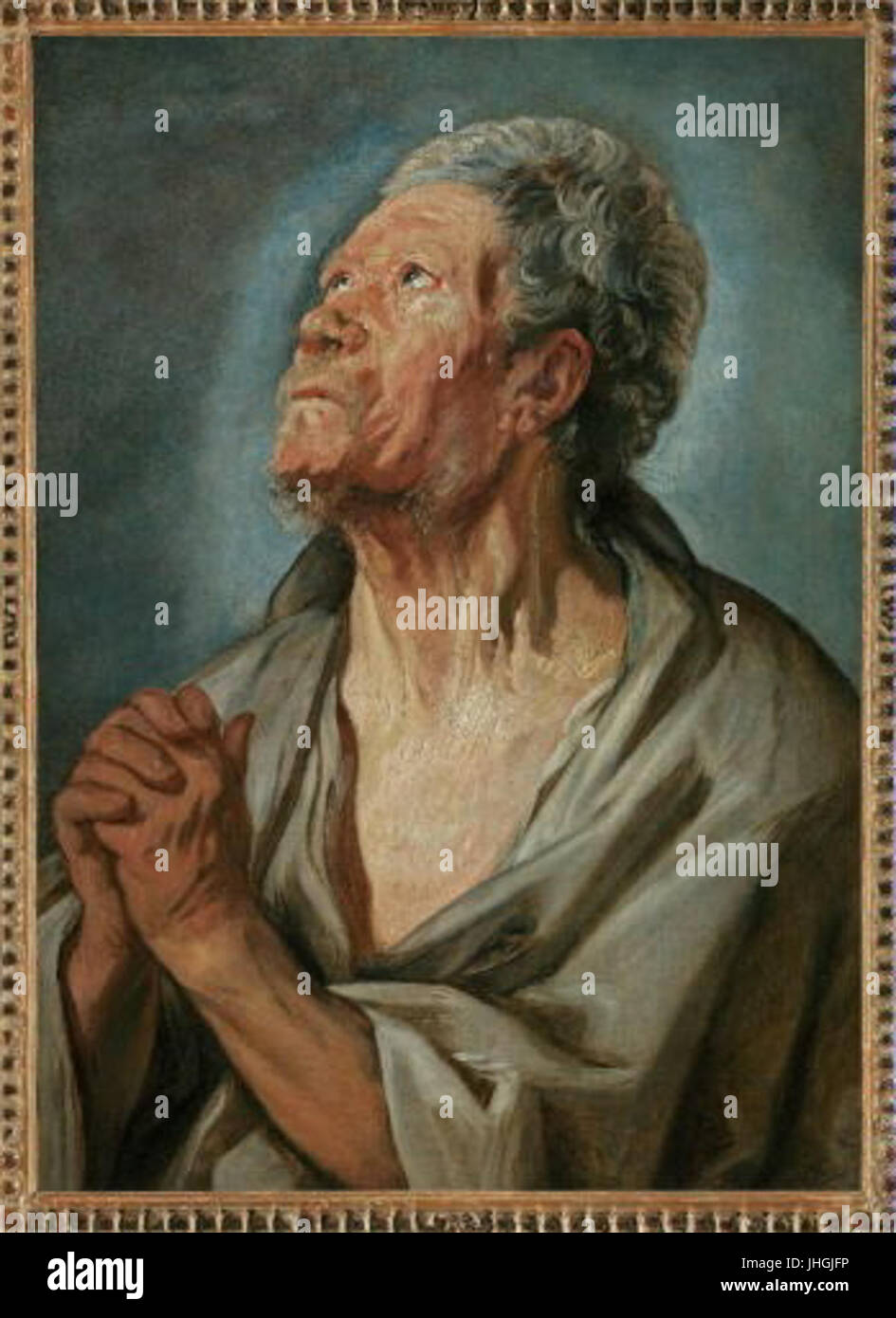 Jacob Jordaens 1593-1678 - Studie Starce Se Sepjatyma Rukama Apostol Stockfoto