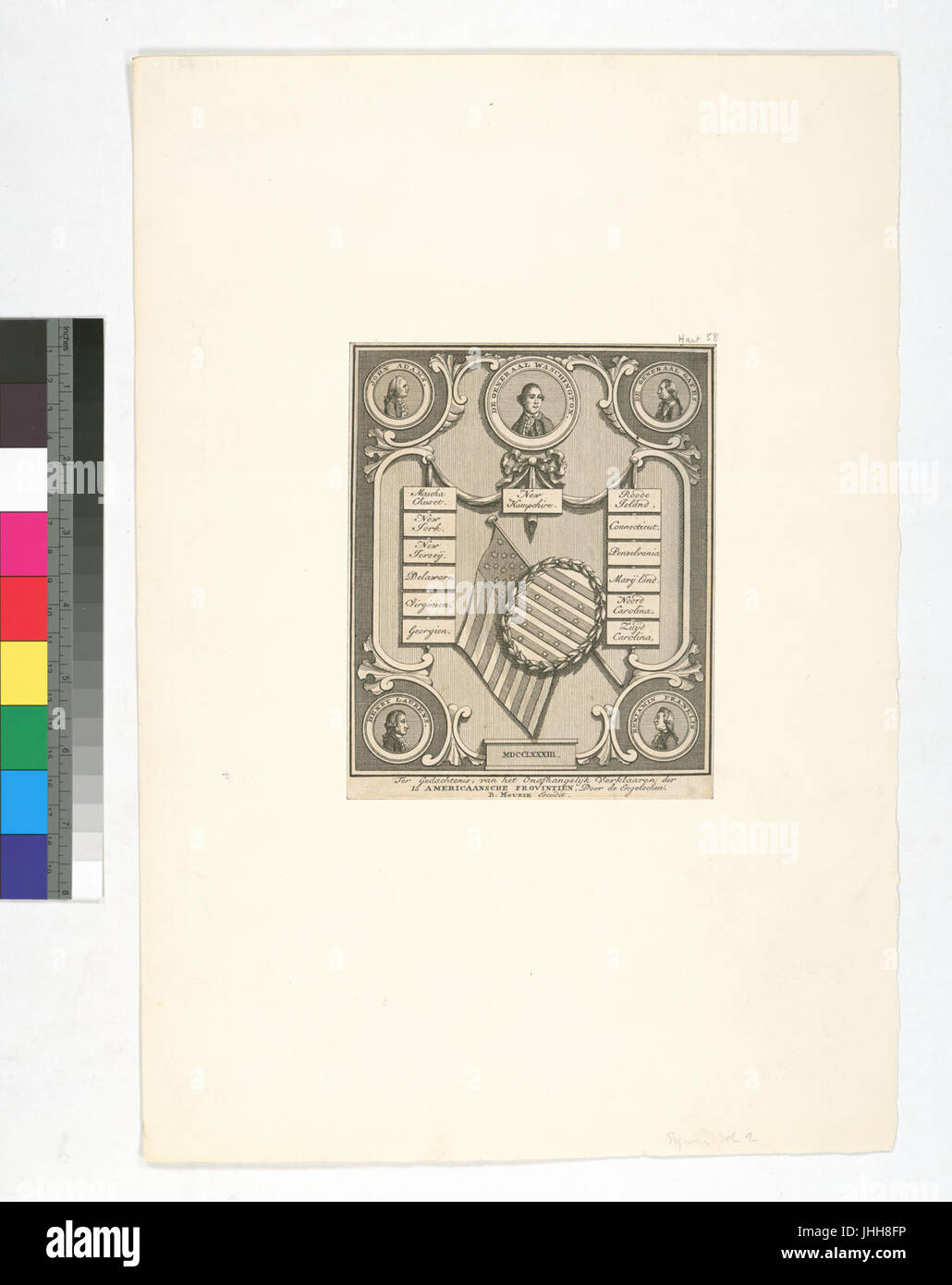 Ter Gedachtenis van Het Onafhangelyk Verklaaren der 13 Americaansche Provintien, Door de Engelschen (NYPL Hades-543911-1235128) Stockfoto